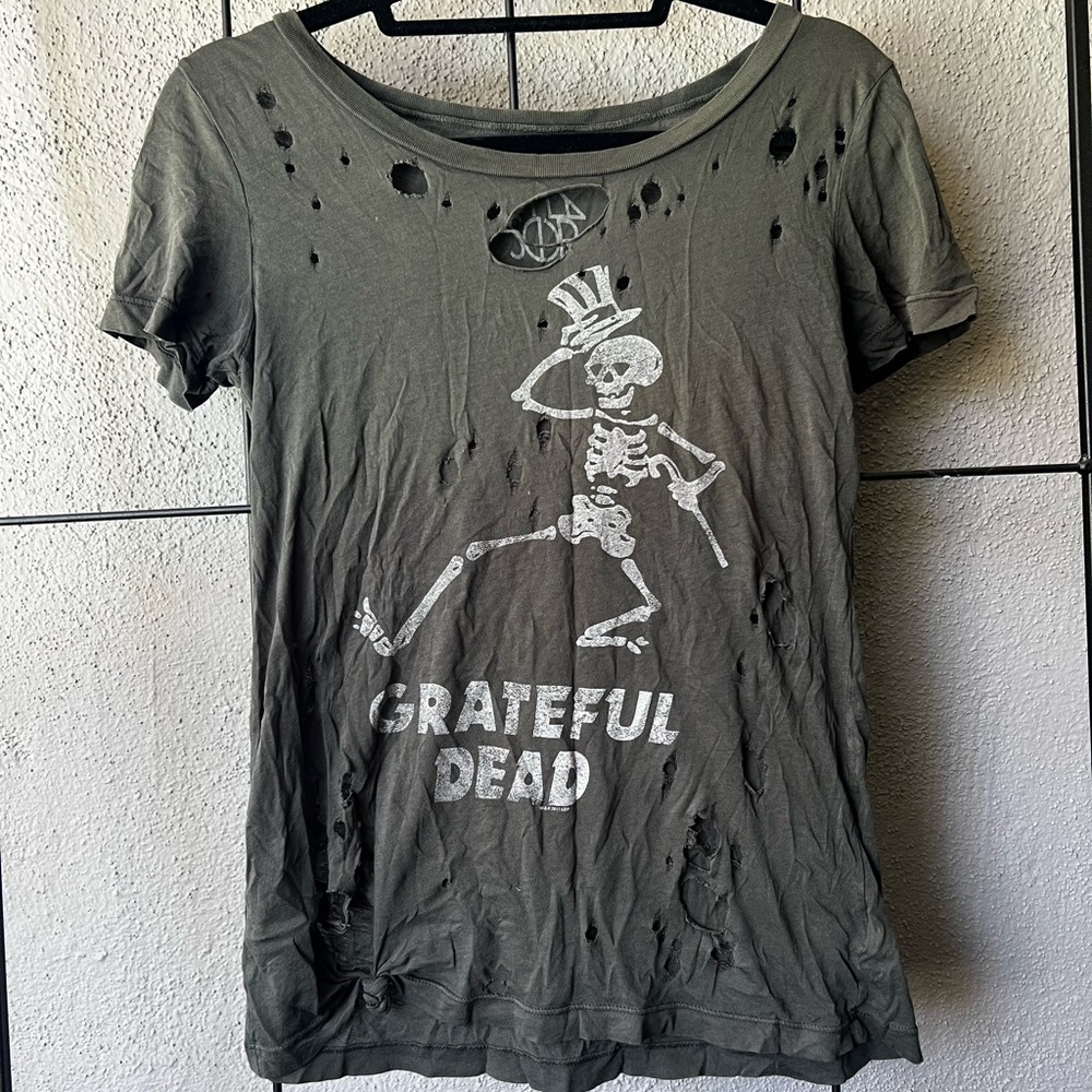 CHASER Grateful Dead Dancing Skeleton Boxy Tee Destroyed